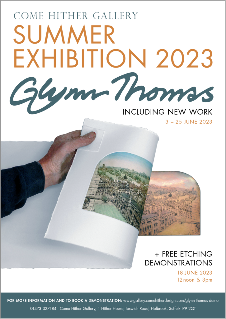 Poster for Come Hither Gallery’s Glynn Thomas summer exhibition 2023.
